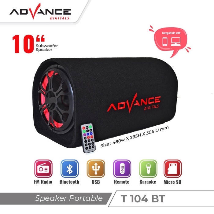 SPEAKER TABUNG / SPEAKER MOBIL 10 INCH SUBWOOFER ADVANCE T-104 BT / SPEAKER SALON MOBIL / SPEAKER BL