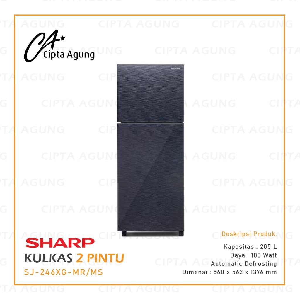 KULKAS 2 PINTU SHARP SJ-246XG-MR/MS SJ246XG MR / MS SJ 246 XG [BDG]