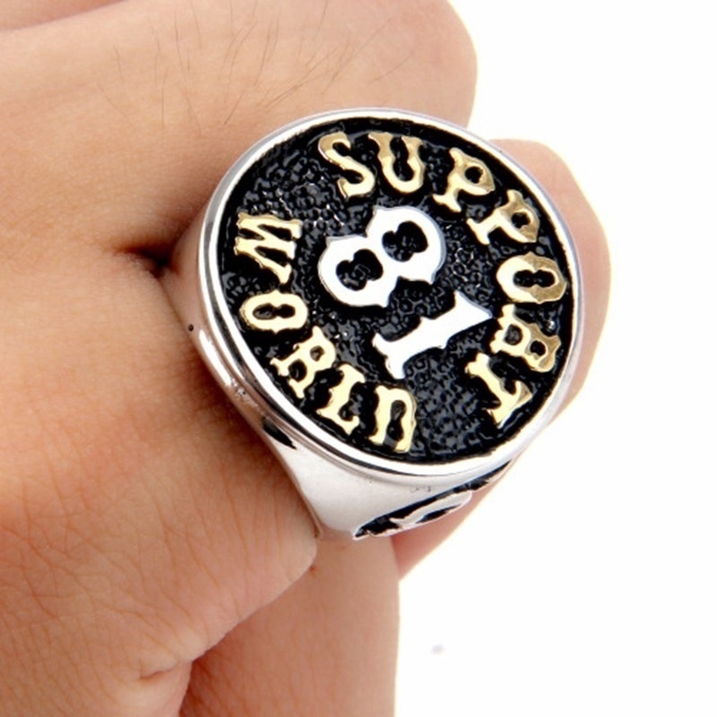 Cincin Stainless Steel 316L Gaya Gothic Hip Hop Punk Ukuran 7 ~ 14 untuk Pria