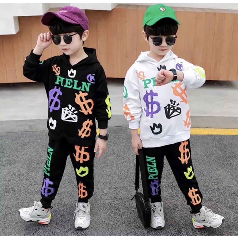 hodie anao setelan sweater anak laki laki dan perempuan motif 1-5 tahun grosir