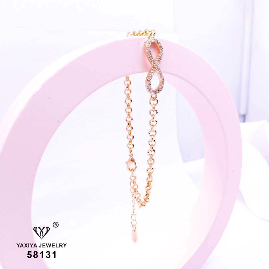 Yaxiya Gelang Wanita Korea Infinity Perhiasan Lapis Emas 18k 544-2