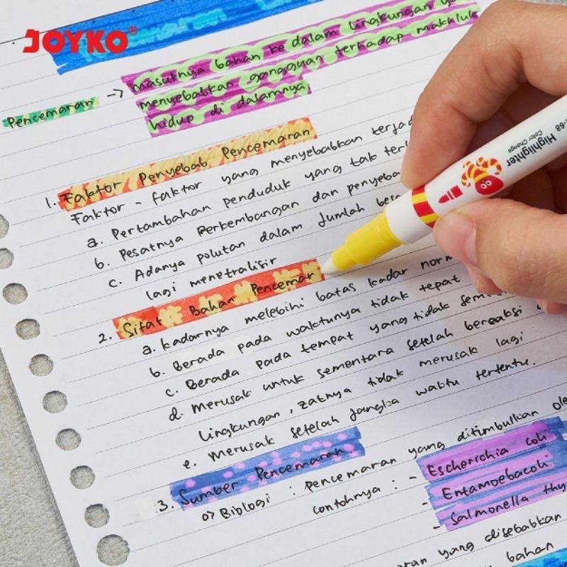 ( Set 6 Pen ) JOYKO MAGICAL HIGHLIGHTER DUAL TIP - PENANDA BEWARNA HL 68-6 COLOR CHANGE DUAL TIP