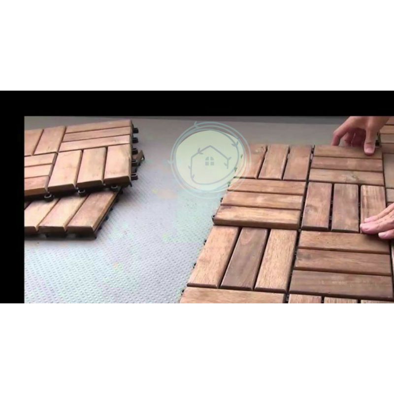 SAF009// Lantai kayu jati bongkar pasang ubin kayu decking tile dekorasi rumah