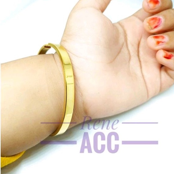 Gelang titanium wanita polos elegant anti karat selamanya