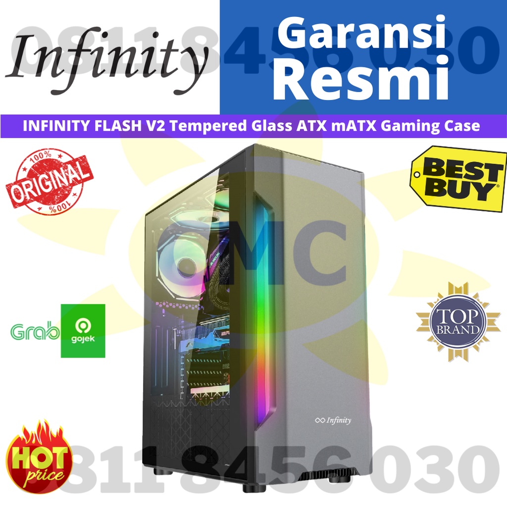 Casing INFINITY FLASH V2 Tempered Glass ATX mATX Gaming Case