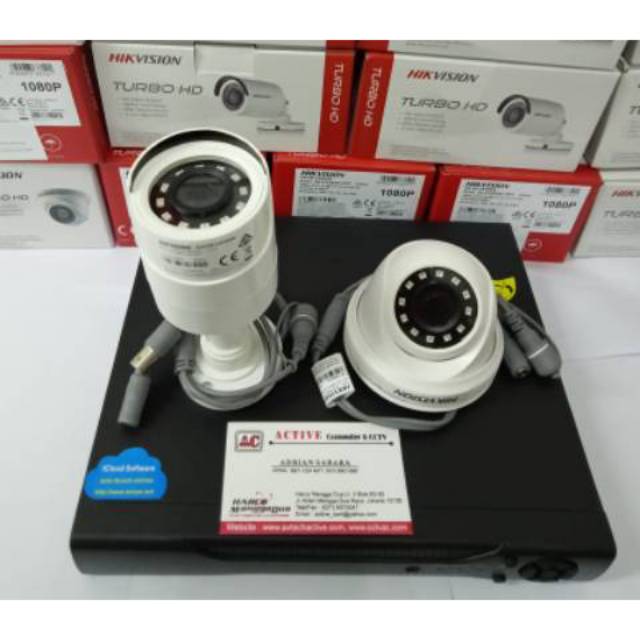 PAKET CCTV HIKVISION 2 KAMERA 2MP 1080P FULL HD DVR 4 CHANNEL HIKVISION TURBO HD KOMPLIT 2CH 2CHANEL