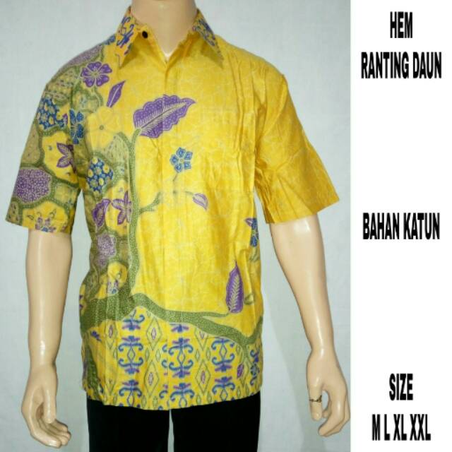 Kemeja batik pria,ranting kuning