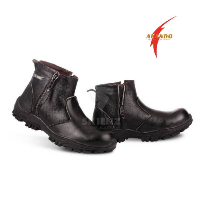 Sepatu boots Pria I Akando SIRLOIN  DOUBLE Zipper Original Skienz safety Kulit