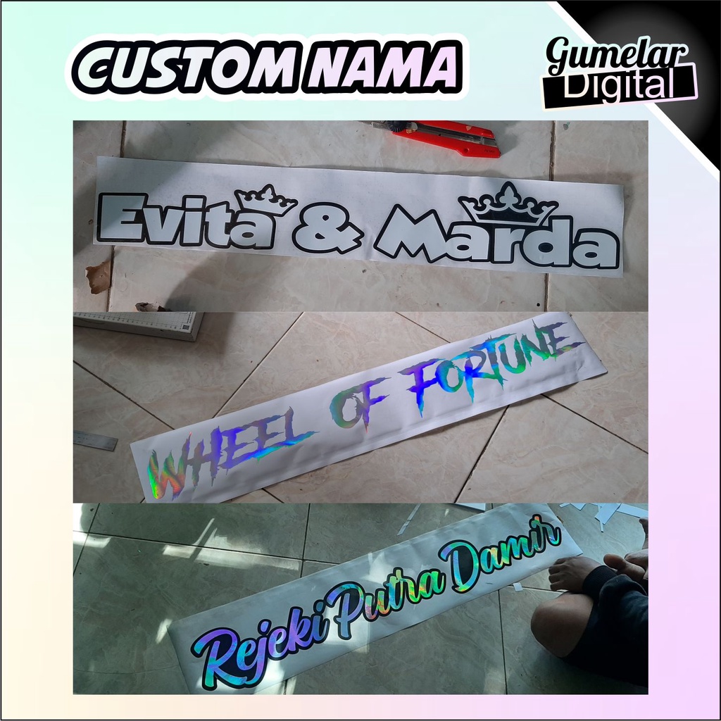 STIKER CUTTING KACA BELAKANG DEPAN MOBIL NAMA CUSTOM