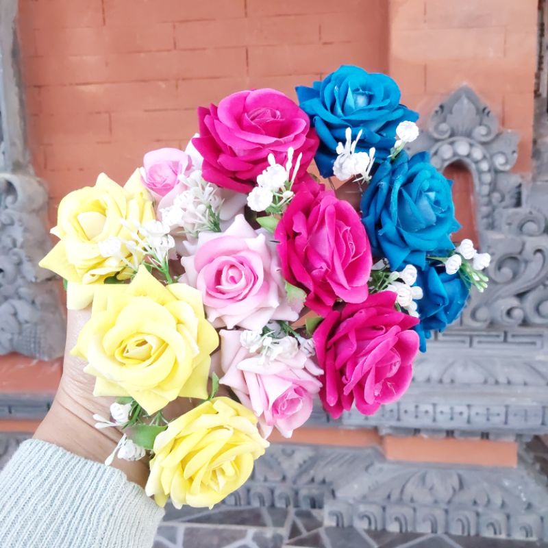 semanggi mawar beludru / baby breath / hiasan sanggul mawar beludru / hiasan sanggul bali / hiasan s