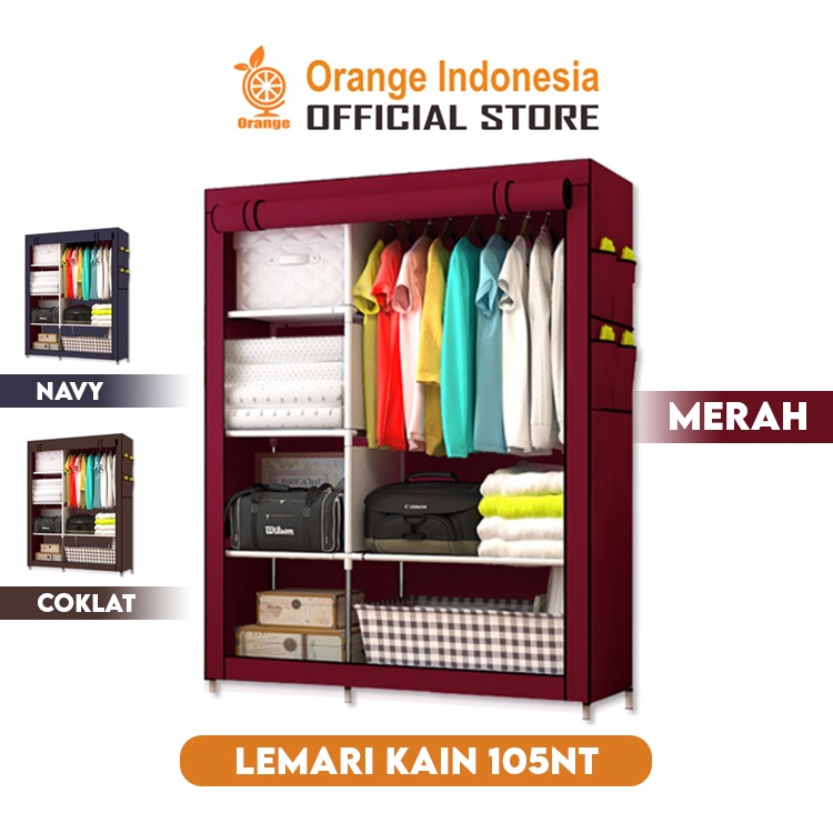 Lemari Kain Portable lemari 2 Sisi Lemari kain 2 sisi murah 105NT WHFURNITURE