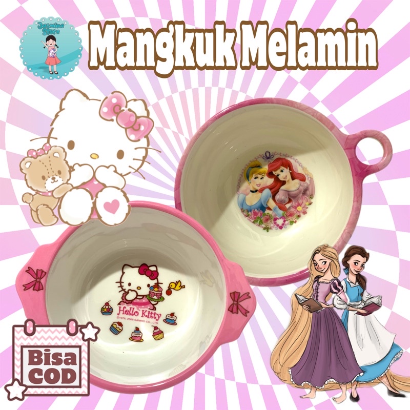 Mangkok melamin Hello Kitty/Mangkuk Karakter/Mangkuk Melamin Timbul Hello Kitty My Melody Mangkok Bowl Melamine/Mangkuk Melamin Sanrio Disney Kuping Hello Kitty Melody Doraemon Mangkok Bowl melamine/Mangkuk Winnie The Pooh