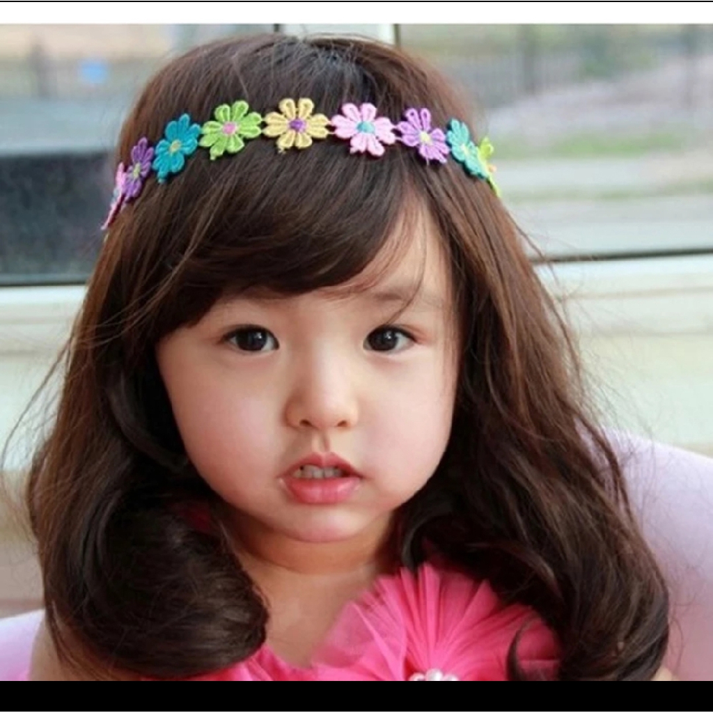 Bando anak style korea hair aksesoris bunga warna warni 496