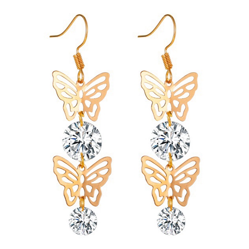 New Ins Hip Hop Hollow Butterfly Earrings Vintage Long Butterfly Drop Earrings Clips For Women Fashion Jewelry