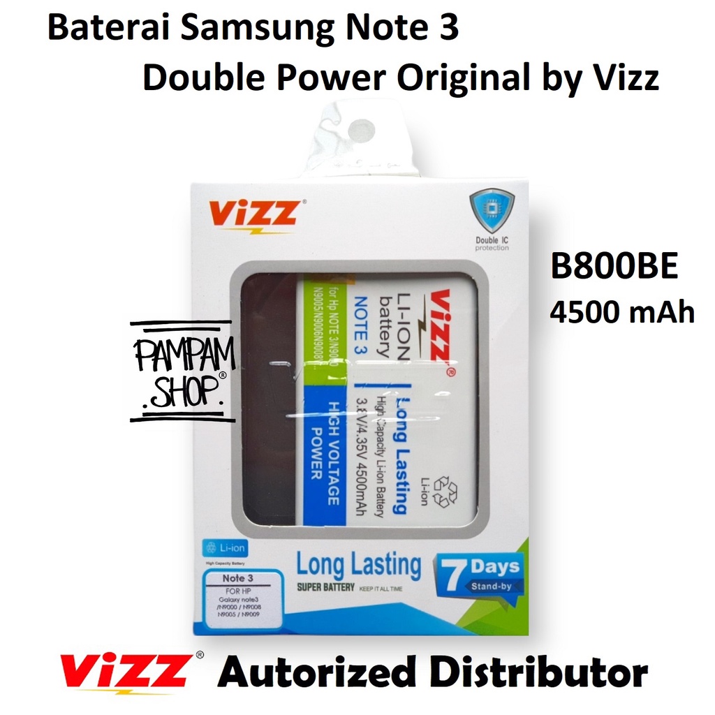 Baterai Vizz Double Power Original Samsung Galaxy Note 3 N9000 N900 B800BE Ori Batre Batrai Handphone HP