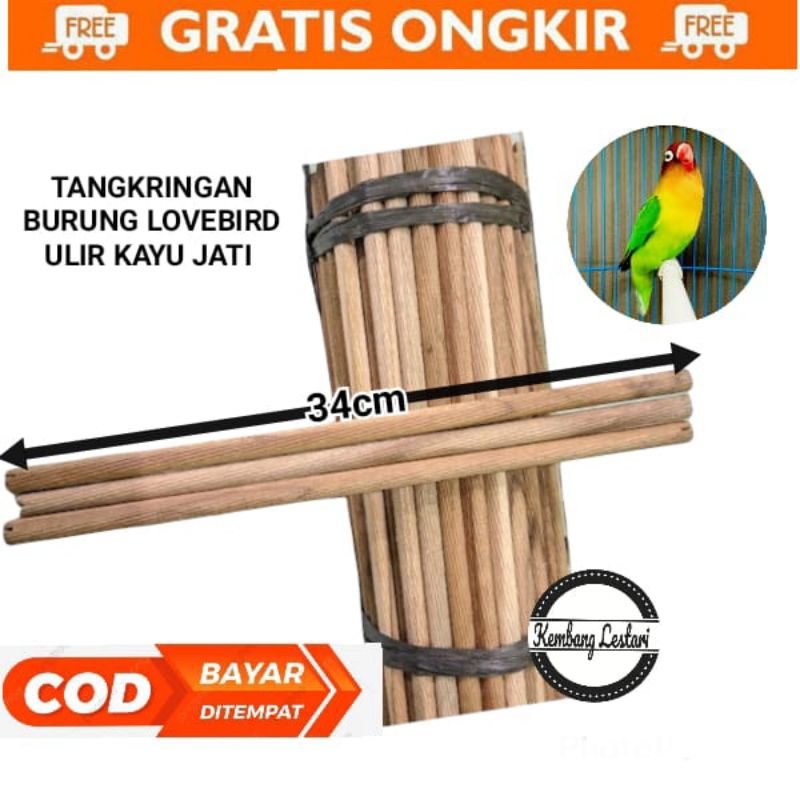 TANGKRINGAN BURUNG LOVEBIRD ULIR KAYU JATI STANDAR
