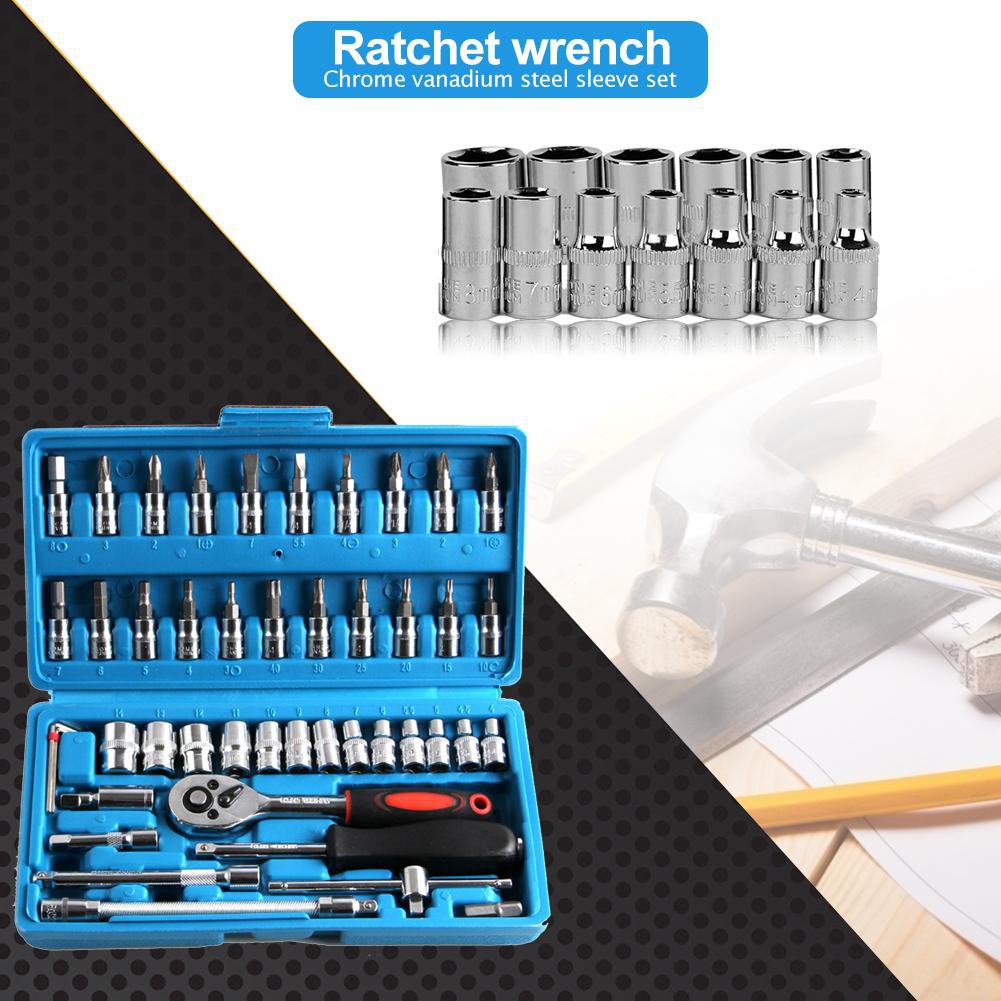 YGRETTE - Alat Reparasi sepeda socket wrench Kunci sok 46 in 1 46pcs kunci pas Bike Repair Tools