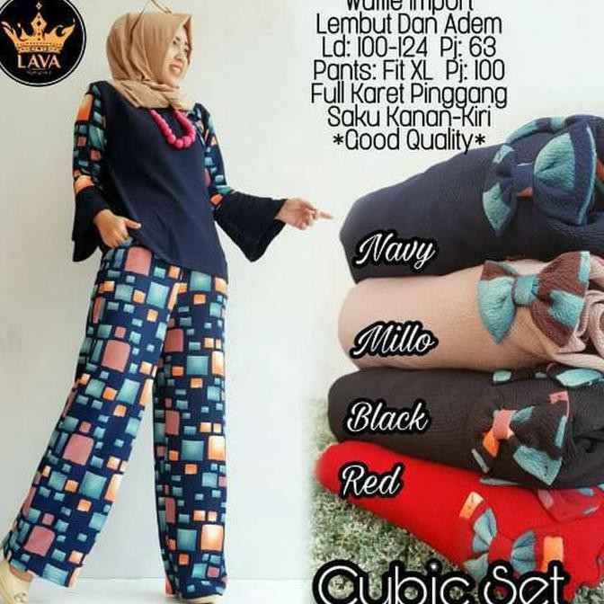 Fashion Wanita Baju Cubic Set Ori Lava Solo