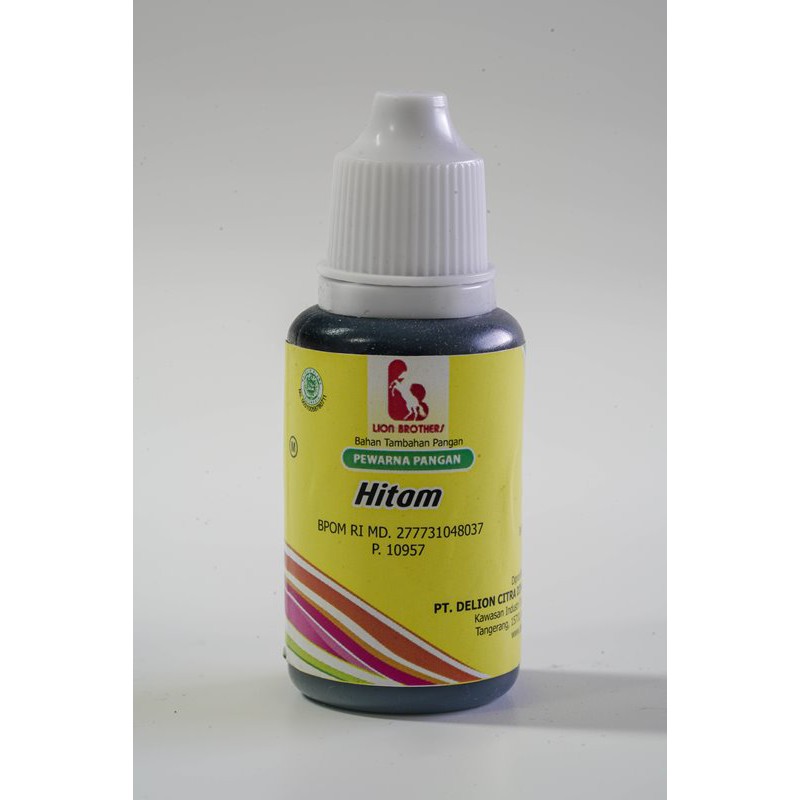 

Pewarna makanan minuman HITAM Lion Brothers Botol Tetes 30GR