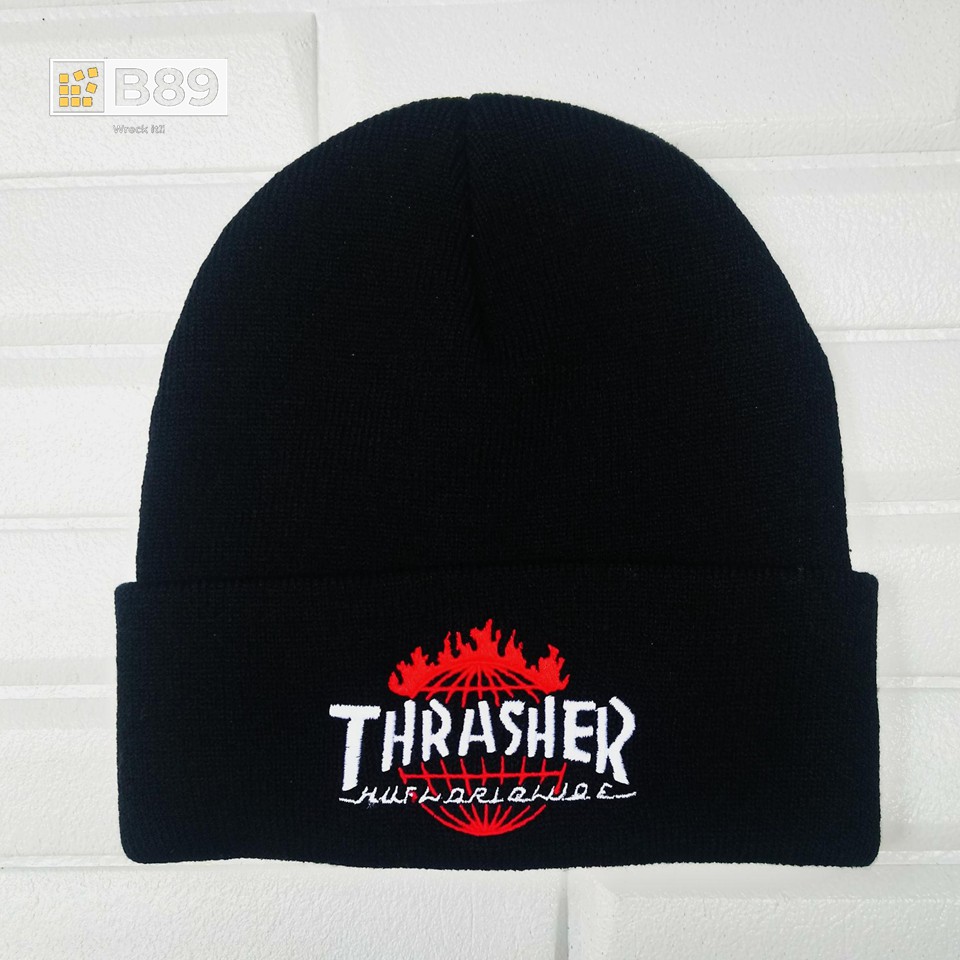 KUPLUK THRASHER X HUF BEANIE HAT ORIGINAL - BLACK