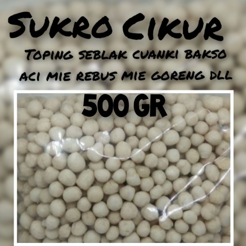 

Sukro cikur atau pilus berat 500gr cocok untuk toping Mie baso, mie rebus, seblak, nasi goreng