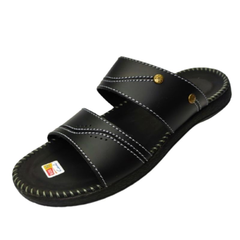 HOT PRODUCT / SANDAL KULIT PRIA / SANDAL JEPIT TERBARU / SANDAL PRIA - ANAMEX-Slop hitam