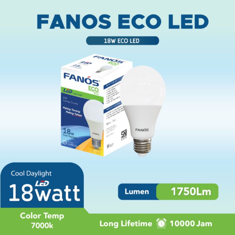 Lampu Led Fanos Eco 18w 18 Watt Garansi 1 Tahun Cahaya Putih
