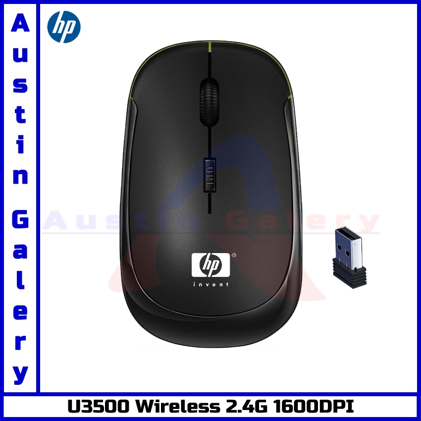 Mouse Wireless HP U3500 1600DPI Ultra Slim Mouse Wireless 2.4G Untuk PC Laptop Komputer