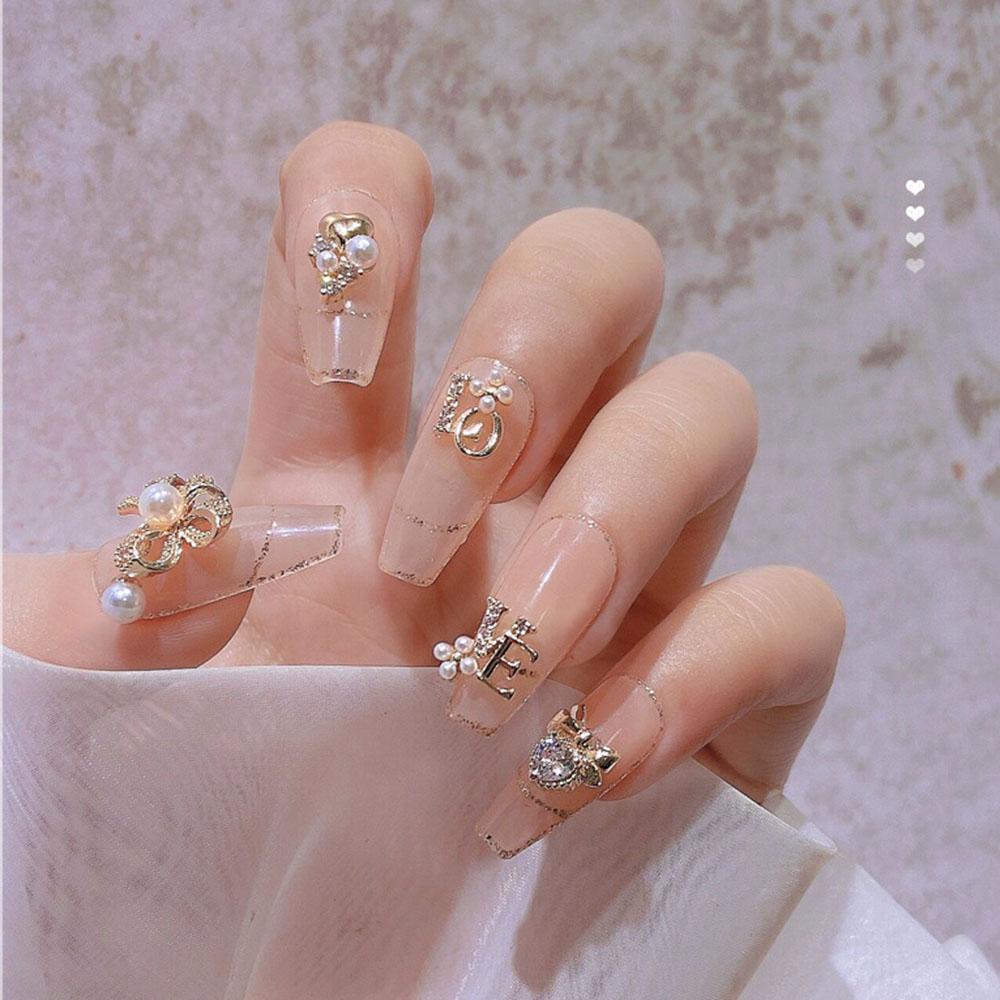 Agustina Nail Art Zirkon Perhiasan Logam Manikur Aksesoris Flash 3D Alloy Jewelry Love Nail Diamond