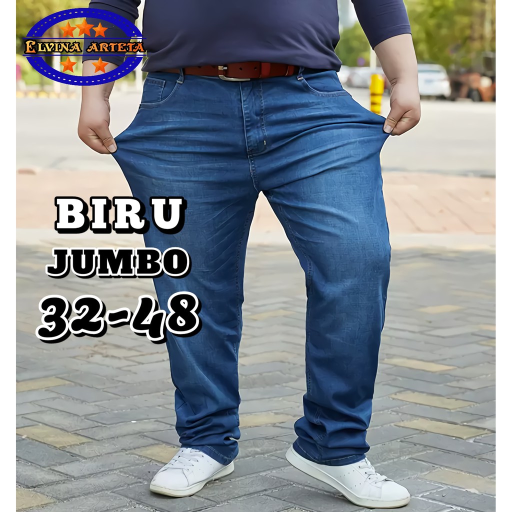 Celana Panjang Jeans Pria Jumbo Big Size 37 - 44 Reguler Fit Non Streach