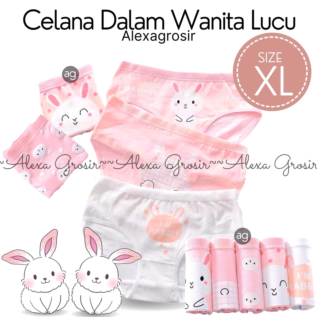 Celana dalam  wanita Rabbit kelinci Underware Daleman cewek import  kualitas bagus Size XL - ALEXAGROSIR