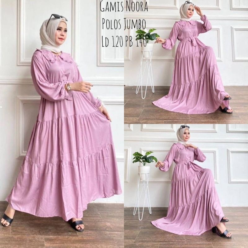 GAMIS NOORA JUMBO RAYON SUPER POLOS REMPEL SUSUN wanita remaja polos