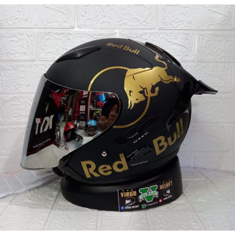 KYT HELM GALAXY FLAT R SOLID BLACK MATT PAKET GANTENG REDBULL SNI DOT (ongkir termurah 2kg)-1