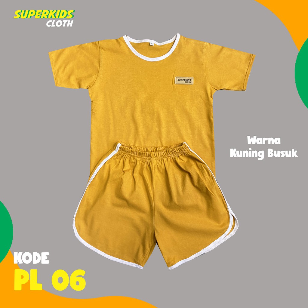 SETELAN ANAK COWOK CEWEK PLAYSET SUPERKIDS CLOTH KUNING BUSUK