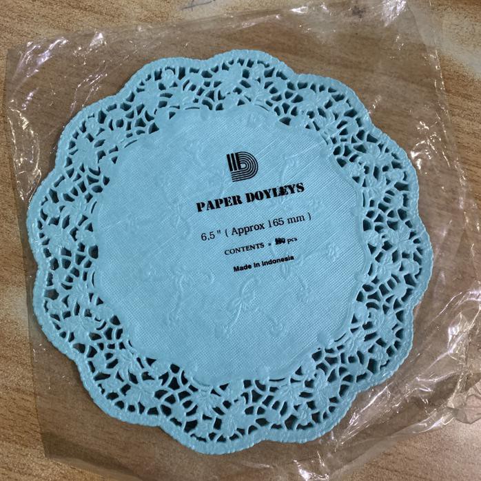 

Doyley paper 6.5 inch round Biru 100 pc pack / kertas renda #6.5
