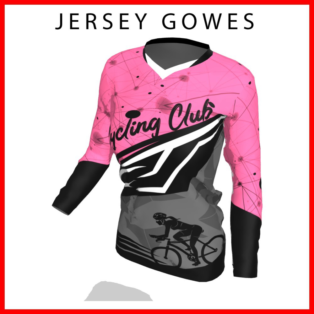 Baju Kaos Jersey Sepeda Gowes Wanita Cewek Perempuan Lengan Panjang Printing-134