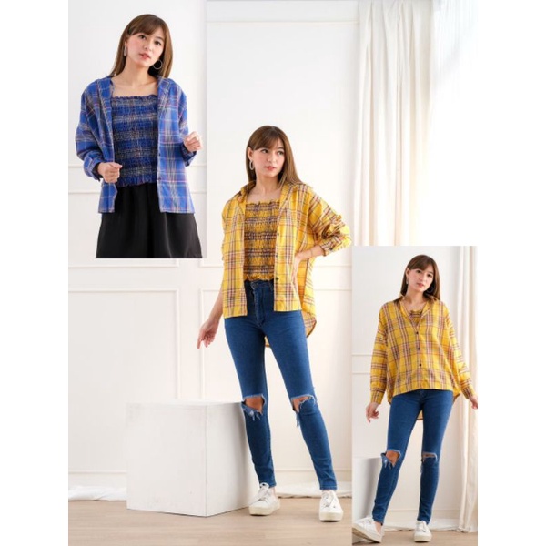 RAF Pakaian Kemeja Flanel Basic ( Rainbow Flan )