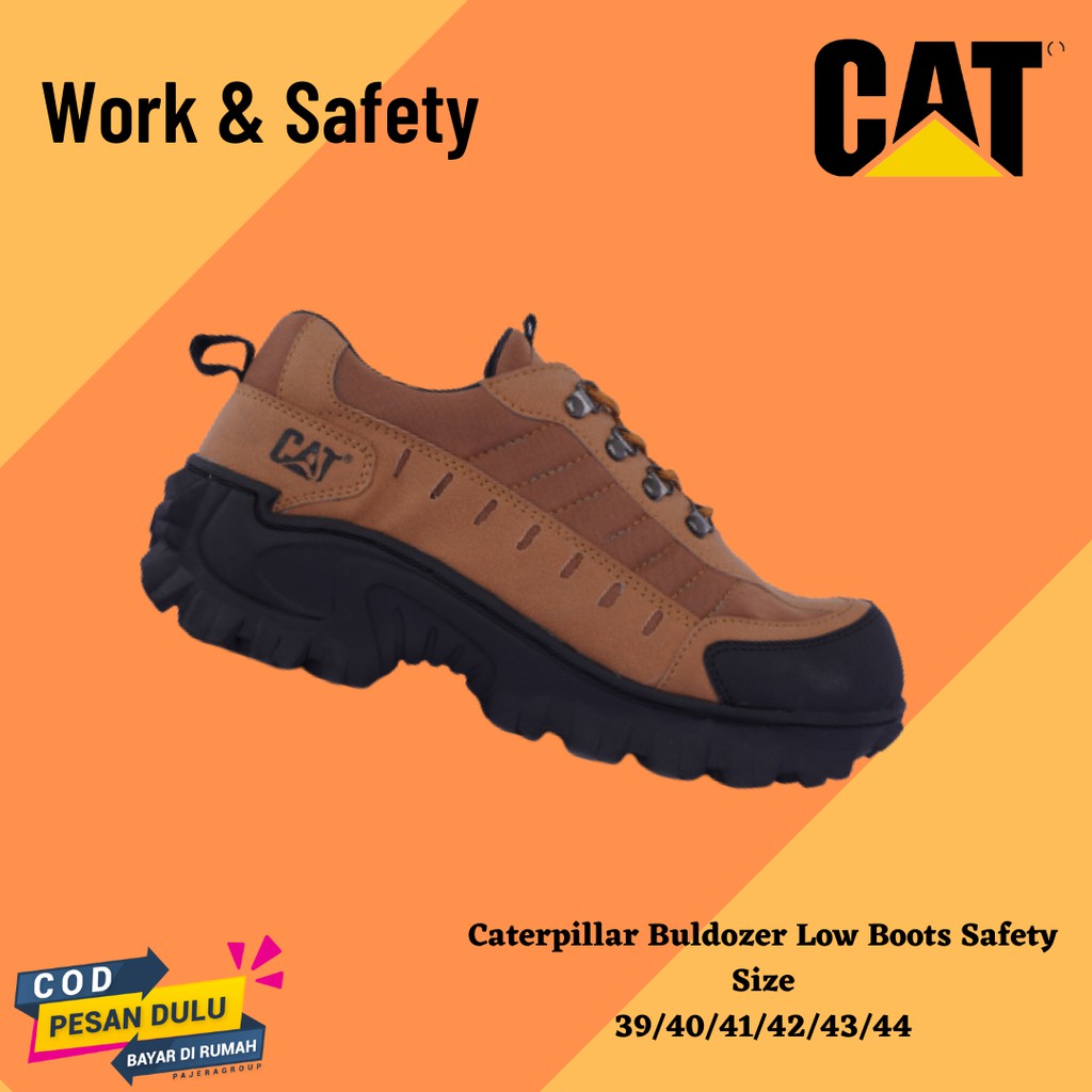 GOOD SHOES!! SEPATU CATERPILLAR BULDOZER TAN SEPATU LOW BOOTS SAFETY PRIA UJUNG BESI ANTI SELIP