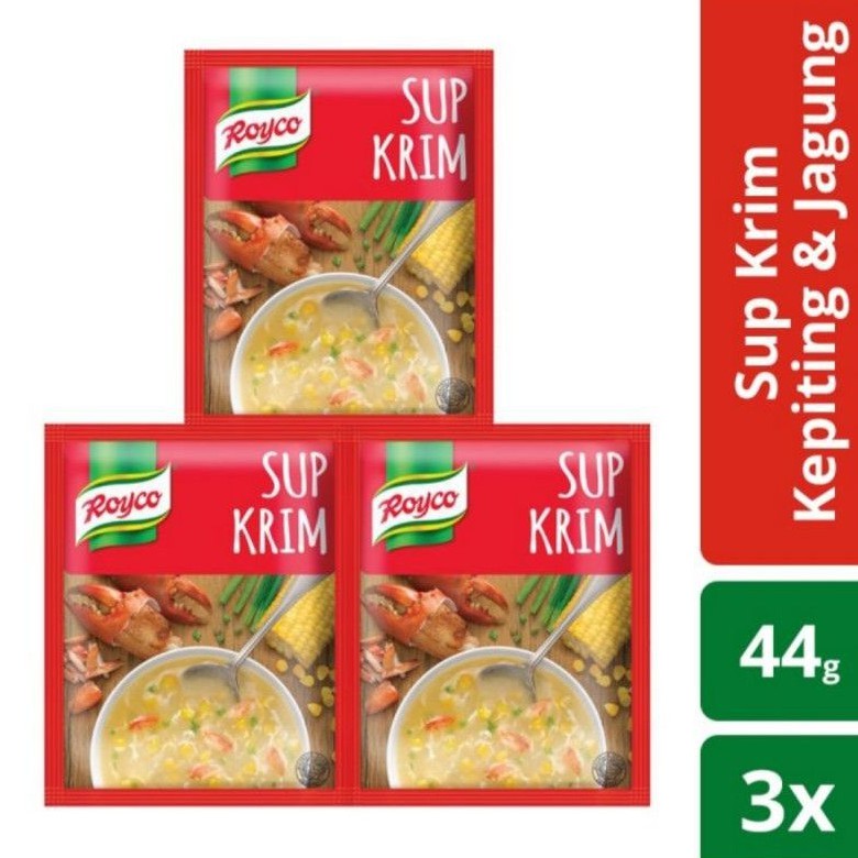 

ROYCO SUP KRIM KEPITING DAN JAGUNG 3 PACK / CRAB AND CORN CREAM SOUP INSTANT INSTAN