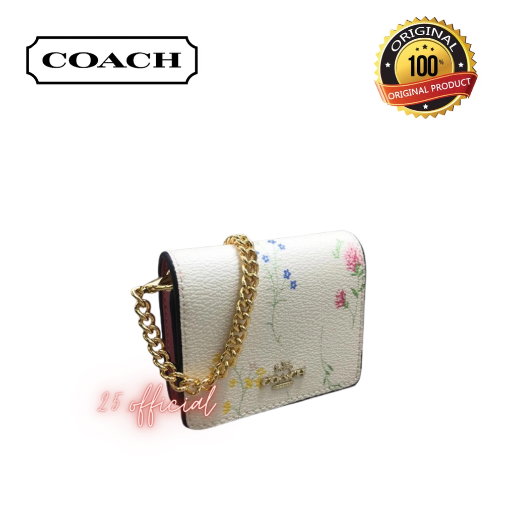 Dompet Wanita Coach Mini Wallet with Spaced Wildflower Print
