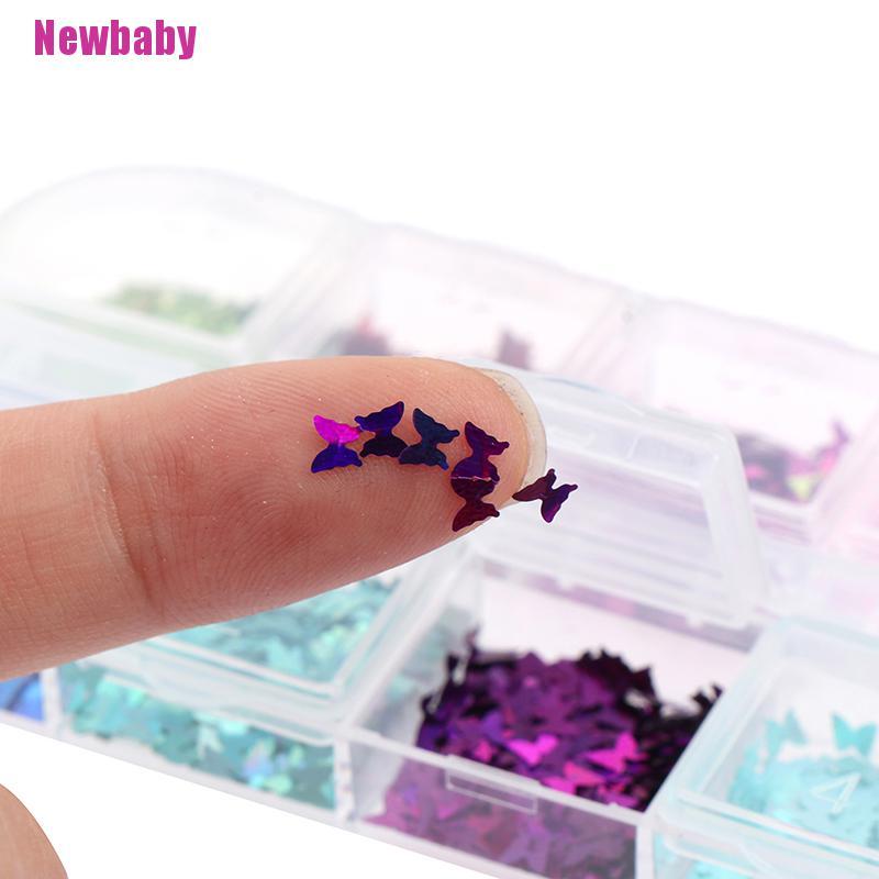 BUTTERFLY (Newbaby) Payet Kupu-Kupu Glitter Campur Untuk Dekorasi Nail Art