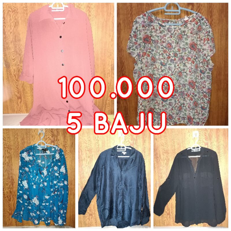 preloved bekas baju jumbo 100000 dapat 5 baju branded xxl