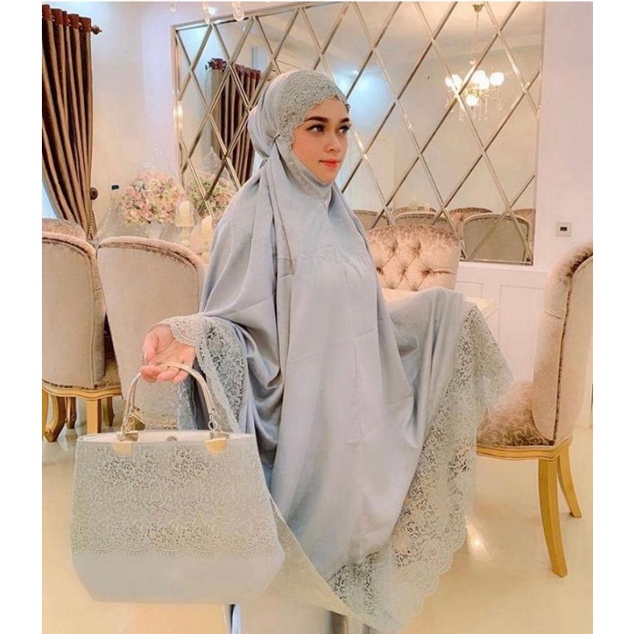 MUKENA SILK MUKENA SULTAN HADIJA BAHAN SUTRA ORIGINAL SILK EMBOS SIZE JUMBO