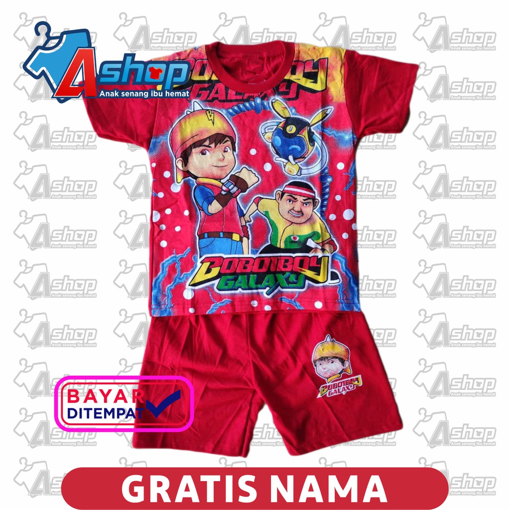 Baju Anak Setelan BoBoiBoy Gratis Sablon Nama