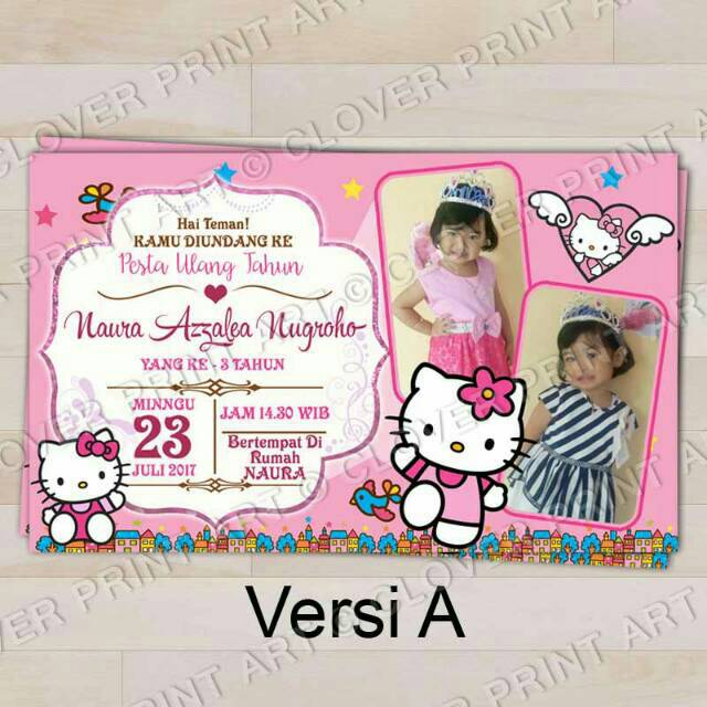 Isi 10 Kartu Undangan Ulang Tahun Birthday Invitation Hello Kitty