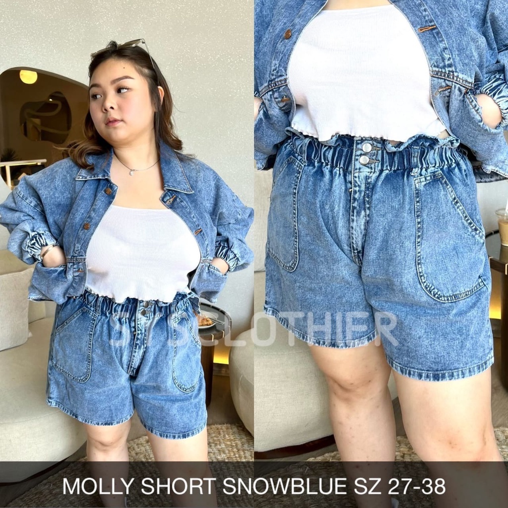 CELANA JEANS WANITA MOLLY RUBBER SHORT - SYSCLOTHIER