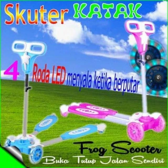 4 Wheel Frog Kick Scooter / Skuter Gunting Kodok / Skuter Anak Roda 4