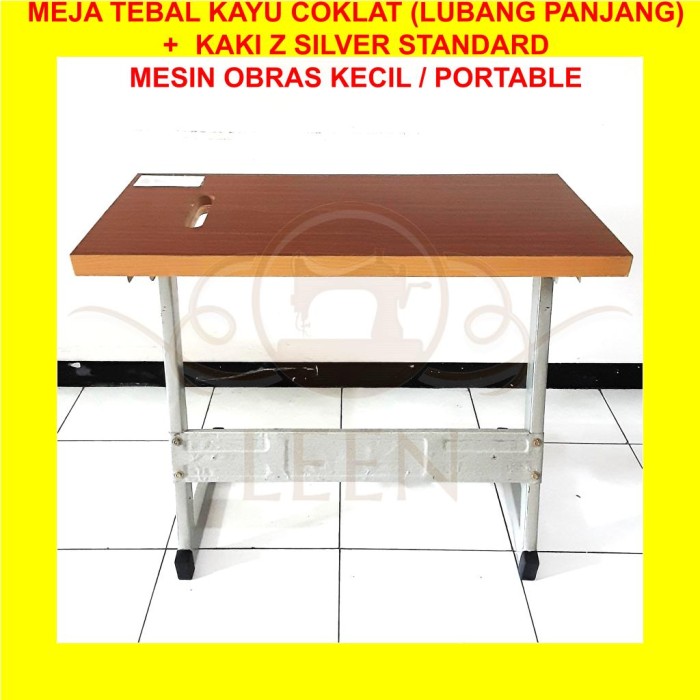 Meja TEBAL &amp; Kaki Z Silver SET Mesin Jahit Obras Kecil / Portable LEEN