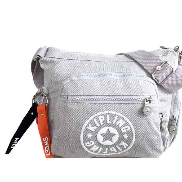 Tas Kipling Gabbie S Crossbody Bag Carbon Kecil Medium Abu Muda Selempang Jalan Cewek ORIGINAL