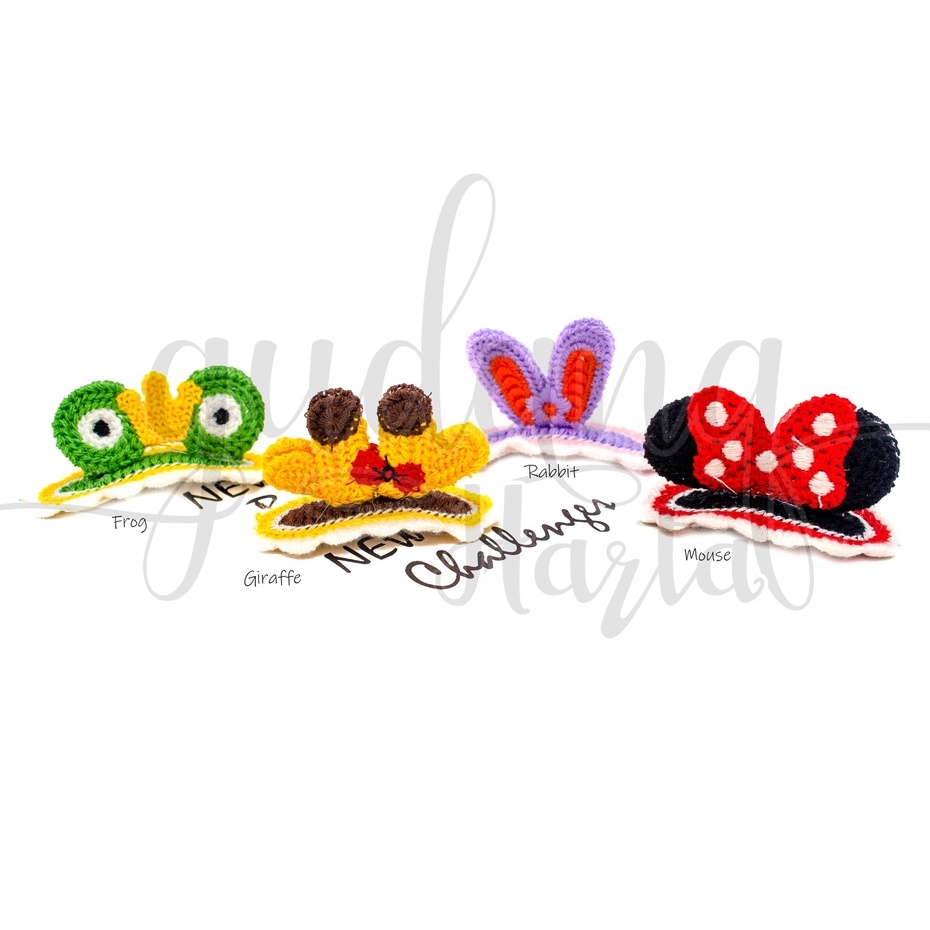 Jepit Rambut Rajut Telinga 3D Hairclip Motif Frog Rabbit GH 213031